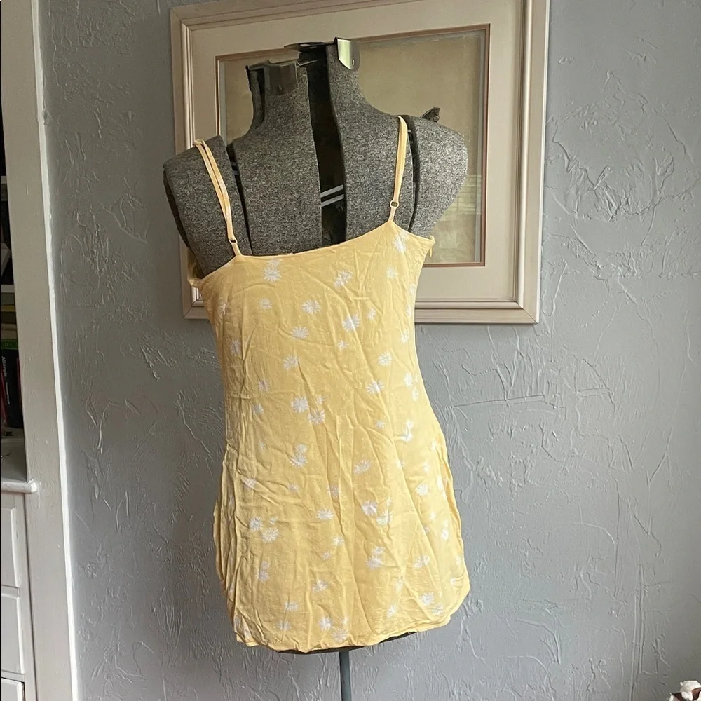 Kendall & Kylie Sunny Yellow Floral Sundress Dress with Spaghetti Straps sz S - Picture 2 of 6
